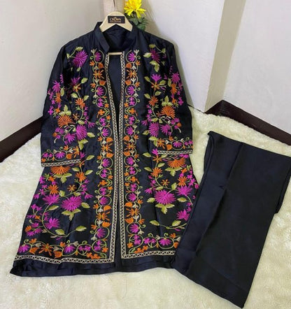 3 Pcs Beautiful Embroidery Suit Shamus Silk With Round Neck